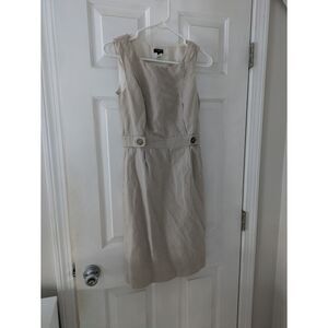 Banana Republic Linen Sheath Dress 0 - Neutral Sand Side Zip Lined
